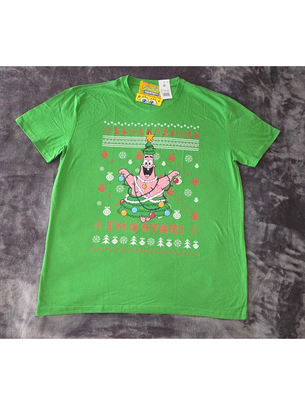Nickelodeon Patrick Star green Christmas graphic T shirt L